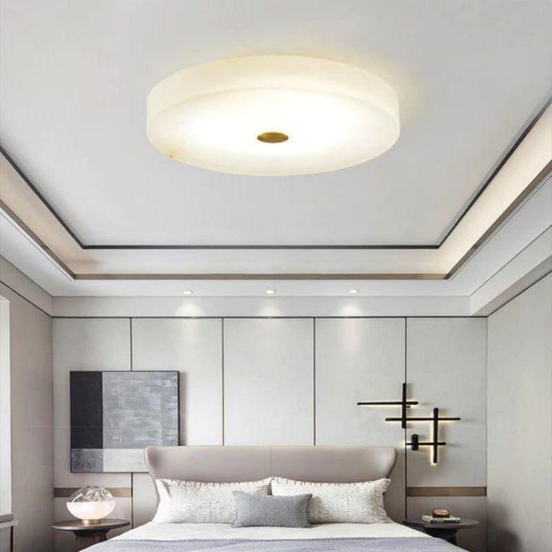 Alabaster Flush Mounted Round Led Chandelier - Lamps Moon