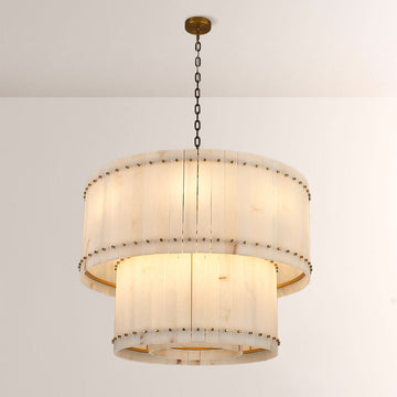 Aurelius Alabaster Round 2-Tiered Chandelier 37‘’ - Lamps Moon