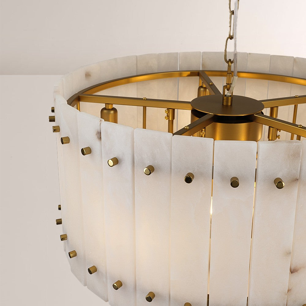 Aurelius Alabaster Round 2-Tiered Chandelier 37‘’ - Lamps Moon