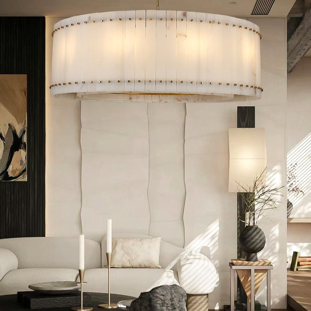 Aurelius Alabaster Round Chandelier 48‘’ - Lamps Moon