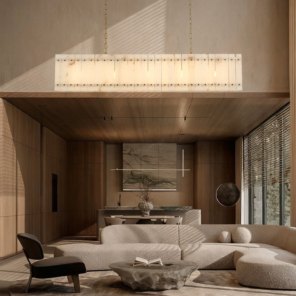 Aurelius Alabaster Linear Chandelier 72'' - Lamps Moon