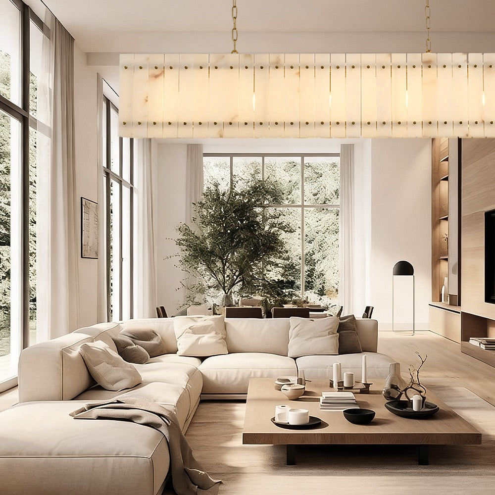 Aurelius Alabaster Linear Chandelier 72'' - Lamps Moon