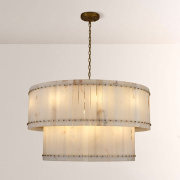 Aurelius Alabaster Round 2-Tiered Chandelier 60‘’ - Lamps Moon