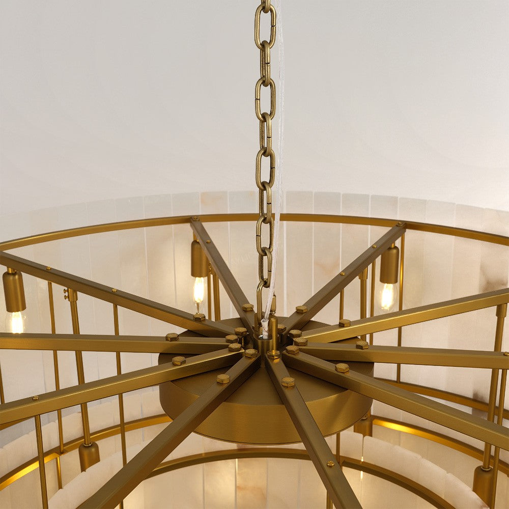 Aurelius Alabaster Round 2-Tiered Chandelier 60‘’ - Lamps Moon