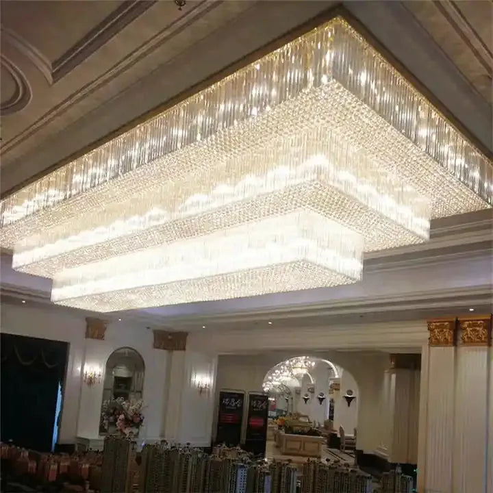 Modern Extra 2/3 Tiered Flush Mount Crystal Chandelier for Large Area - Lamps Moon