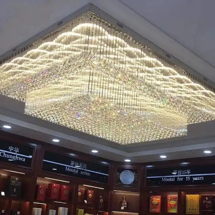 Modern Extra 2/3 Tiered Flush Mount Crystal Chandelier for Large Area - Lamps Moon