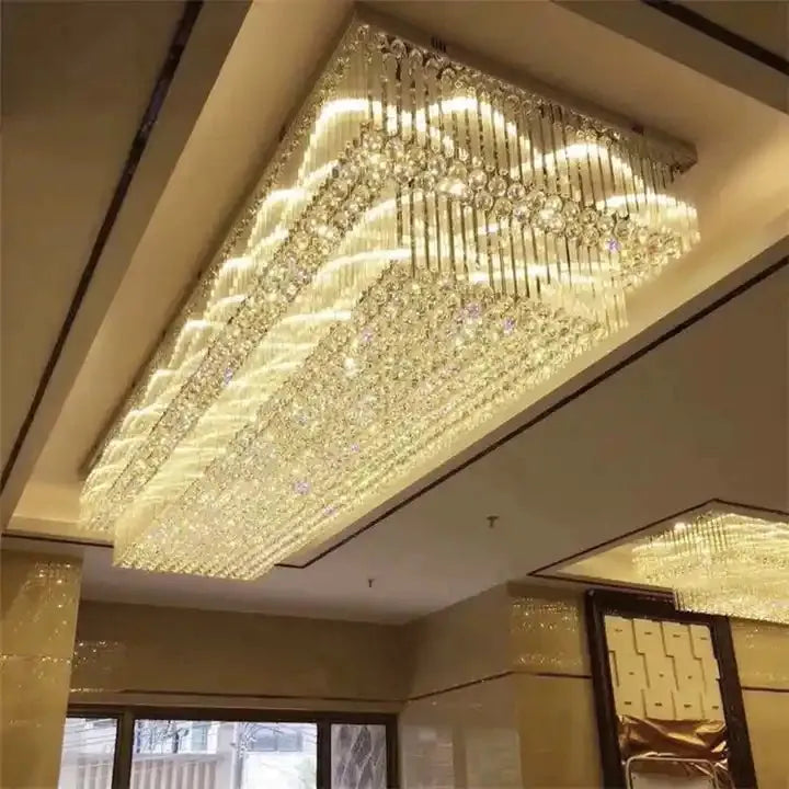 Modern Extra 2/3 Tiered Flush Mount Crystal Chandelier for Large Area - Lamps Moon