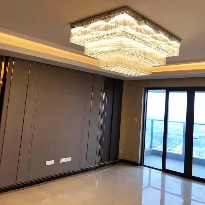 Modern Extra 2/3 Tiered Flush Mount Crystal Chandelier for Large Area - Lamps Moon