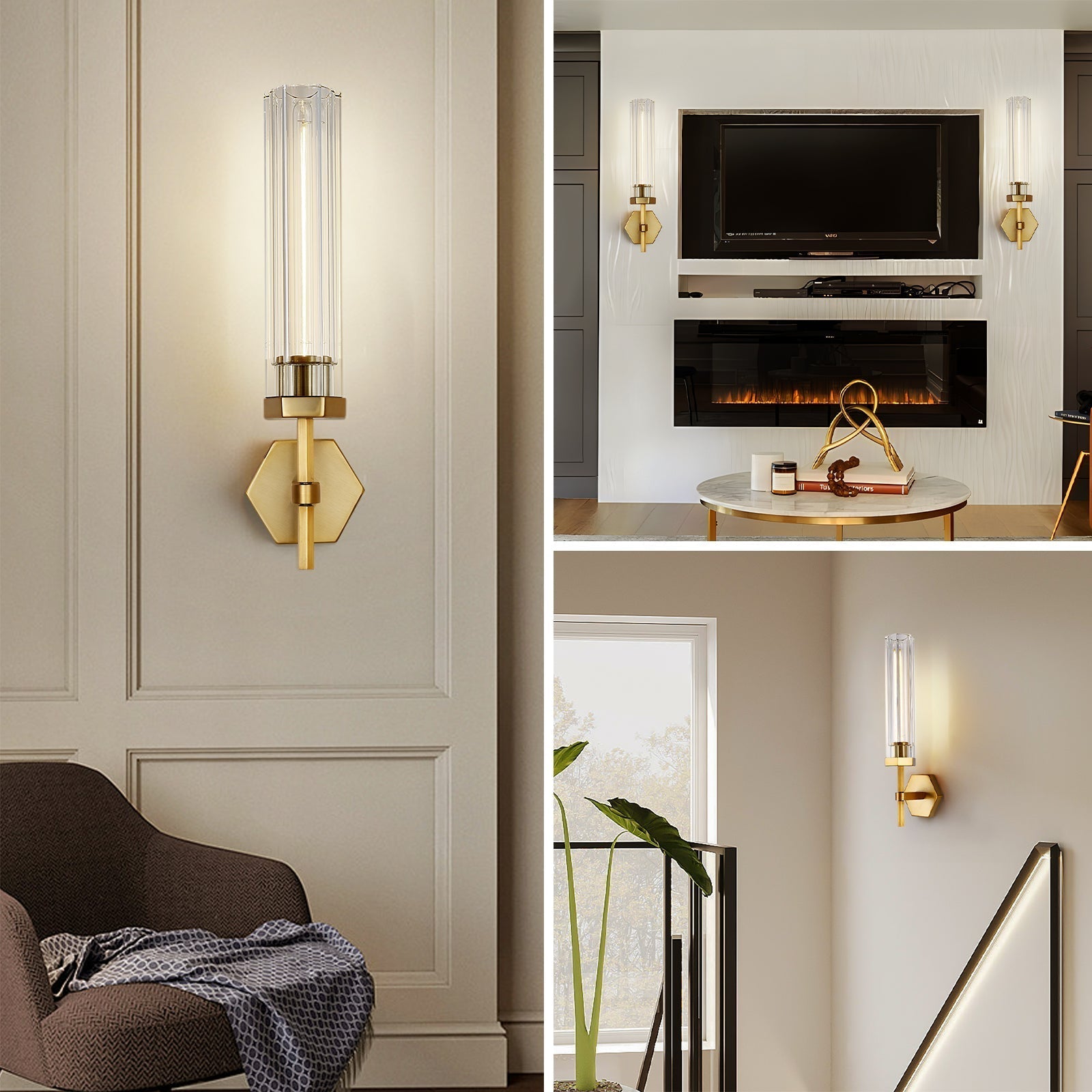 Lambert Hexagonal Double Sconce - Lamps Moon